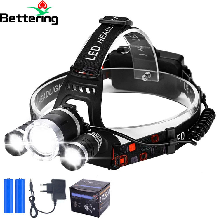 camping accessories high powered zoom dimming 5 modes china moving rechargable head lights torch lamp lantern headlamp headlight