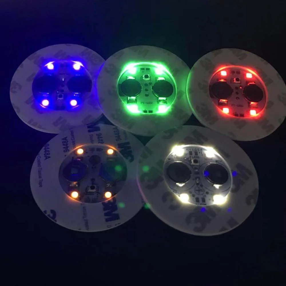 longstargift 2025 Creative Wedding Party Luminous Gift Customized Logo Dark Night Luminous CR1220 6cm LED Bottle Sticker Coaster