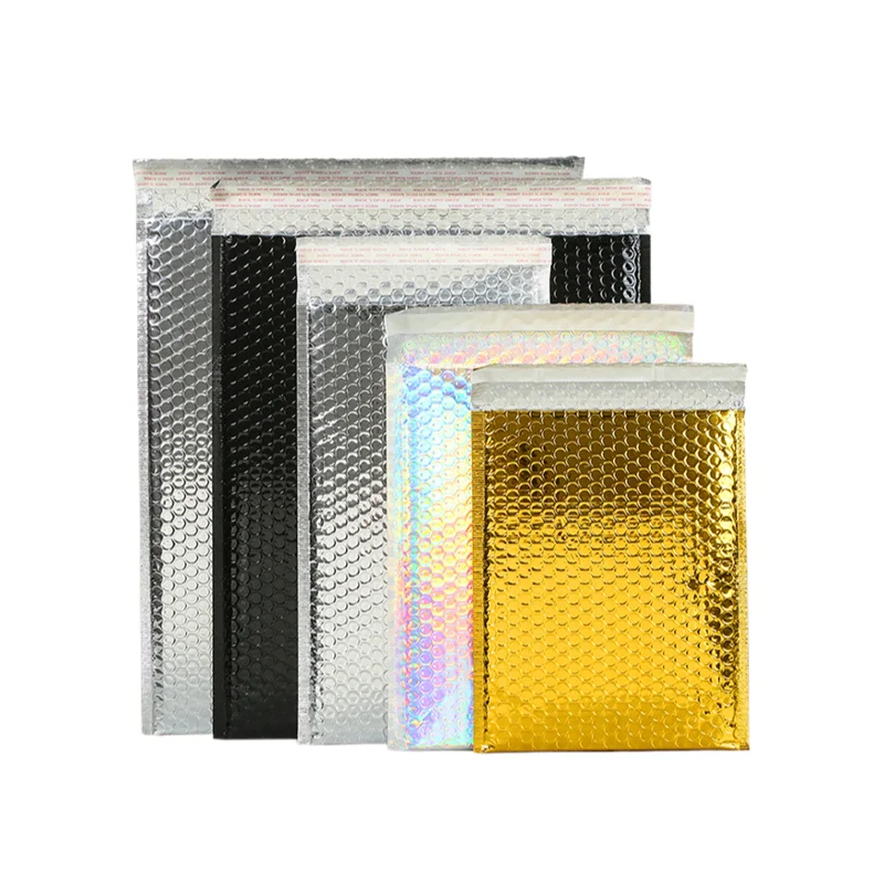 Hot Sale Shipping Mail Bags Cushion Aluminum Foil Padded Envelope Customized Silver Packaging Metallic Bubble Mailers with Logo