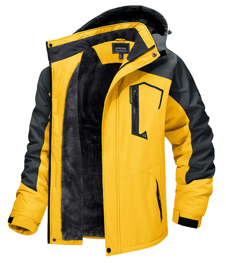 Wind Breaker Jacket Fleece Lining Mountain Jackets,Mens Hiking&Outdoor Removable Hooded Coats Ski Snowboard Parka Winter Outwear