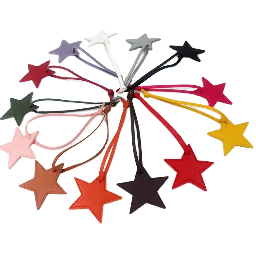 New  leather Tags embossed hang tag with cars hang tag five-pointed star keyholder keychains car key chain  bag charm