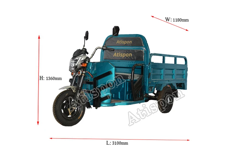 Atispon Cheap e-Trikes 3 Wheel Electric Trike Motorcycle Trimoto Vehicles Rickshaw With Canopy Adult