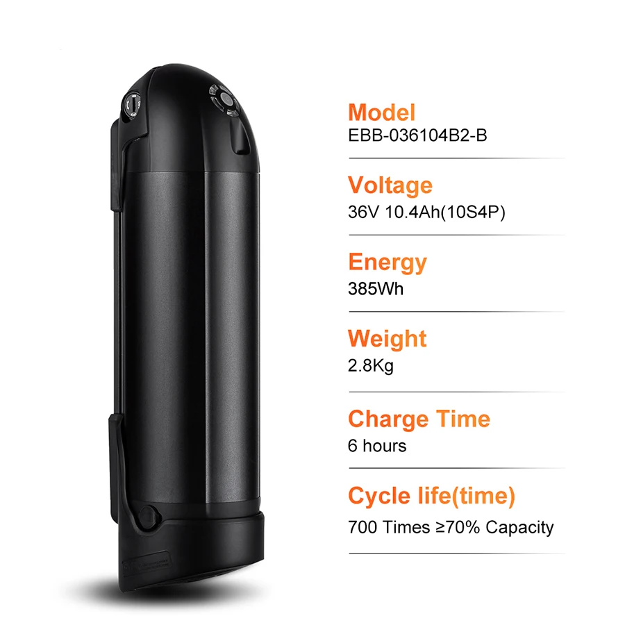Ebike Black Water Bottle Battery 36V 10.4Ah 18650 Lithium Battery for Electric Bicycle Prophete Trio Ebike Phylion AKKU