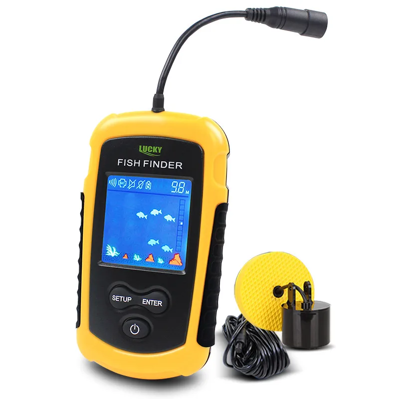 Portable fish Finder, Lucky FF1108-1 Water Depth & Temperature Fish finder with Wired Sonar Sensor Transducer fish finders