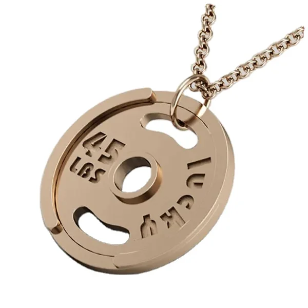 Fitness Jewelry Custom Stainless Steel Bodybuilding Weight Plate Pendant Weight Plate Necklace