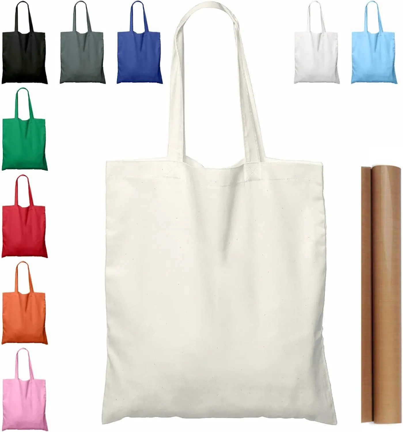 5 oz  15' X 16' Natural Cotton Tote Bags Lightweight Blank Bulk Cloth bags