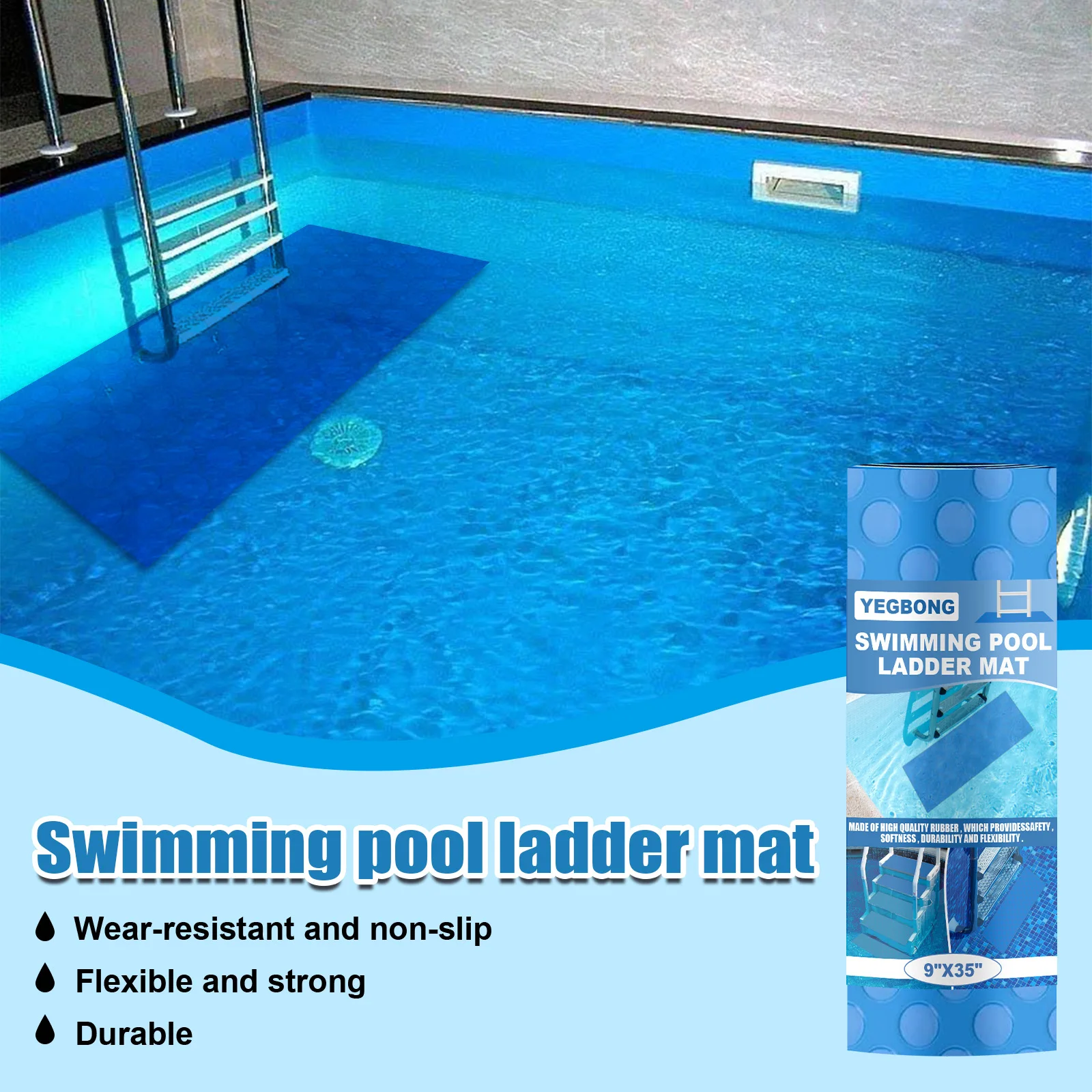 Yegbong OEM ODM Swimming Pool Ladder Mat Wear Resistant Anti-Slip Foot Mat Protect Swimming Pool Ladder Safety Mat for Swimming