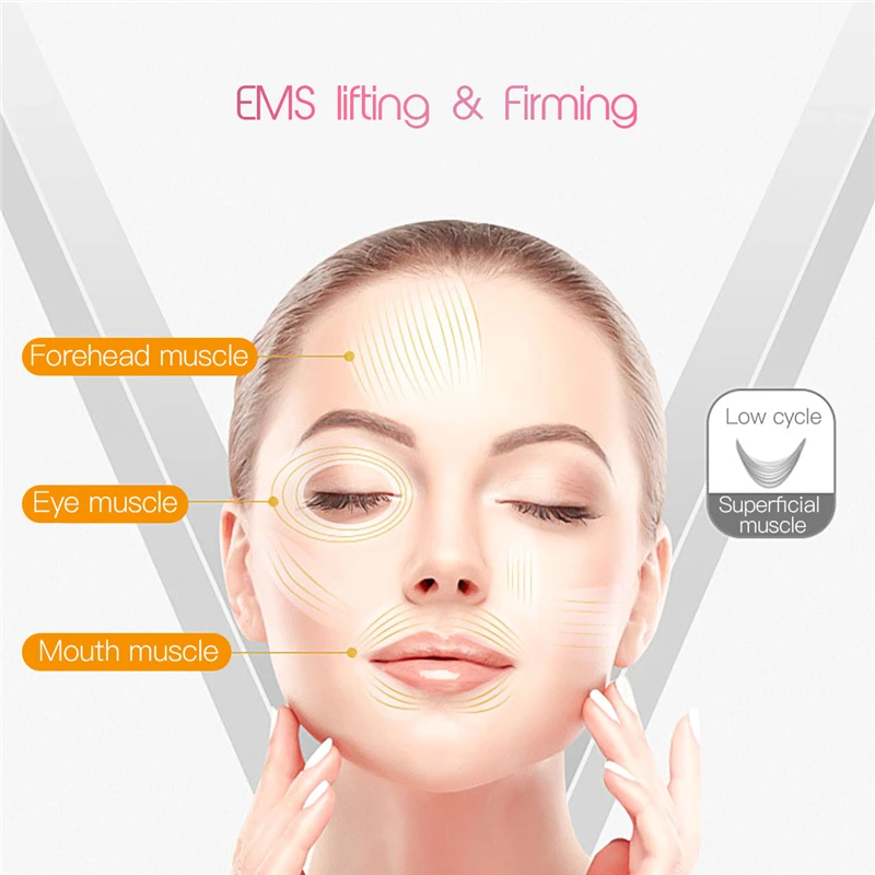 Корейская Косметическая Машинка для ухода за кожей лица вибрационный EMS светодиодный массаж устройство