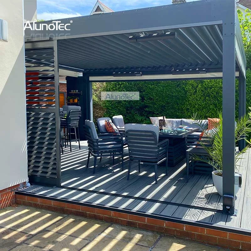12 Feet Depth 17 Feet Wide 10 Feet High Louver Waterproof Customized Pergola with Manual Open Close