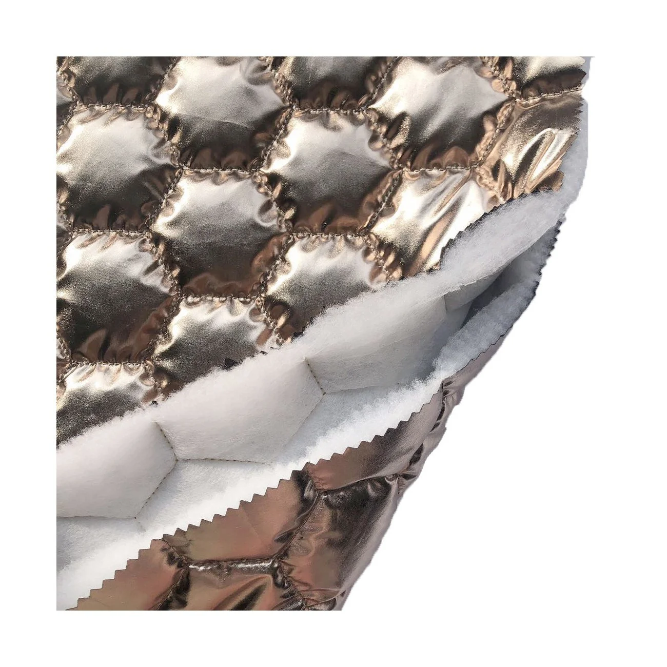 Ткань для модных стеганых курток: алюминиевая фольга печатный понжи хлопок металлизированная с начесом