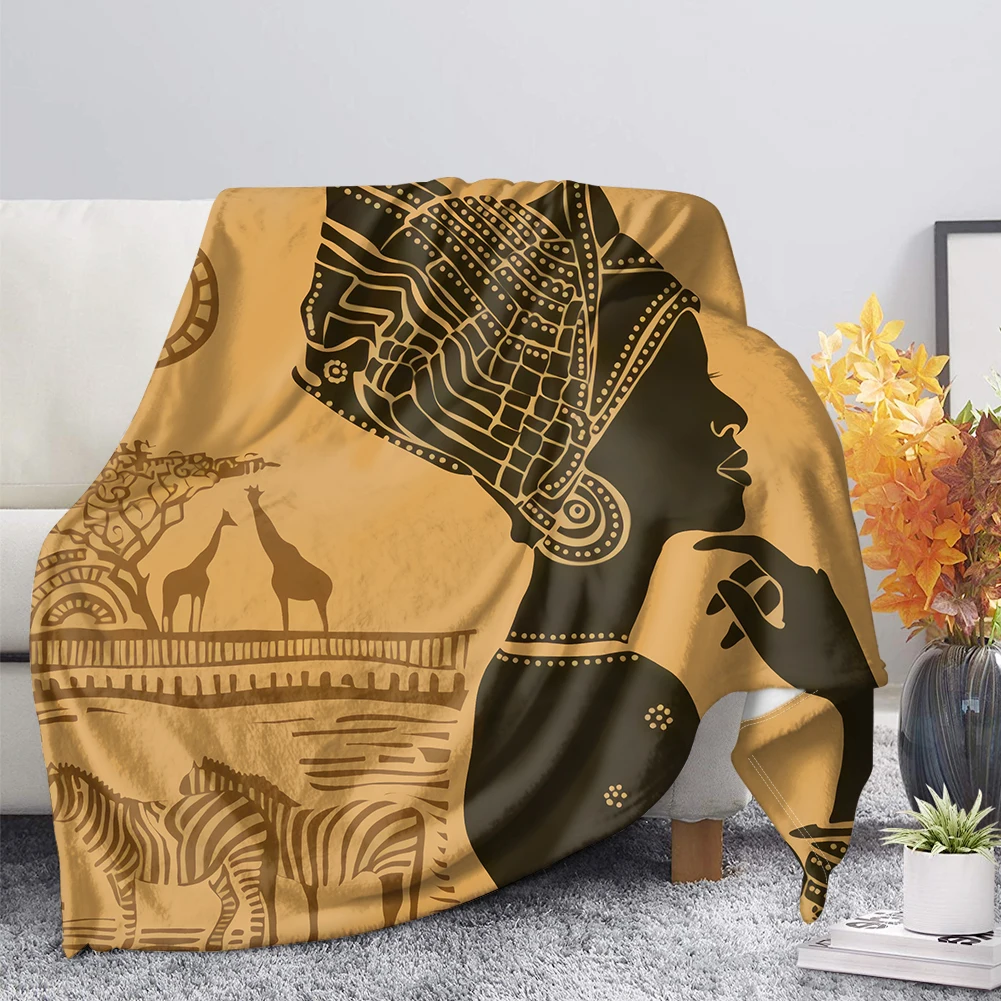 
Custom Coral Fleece Tribal Blanke African Style Fluffy Throw Blankets TV Sofa Bed Couch Flannel Blankets for Winter 