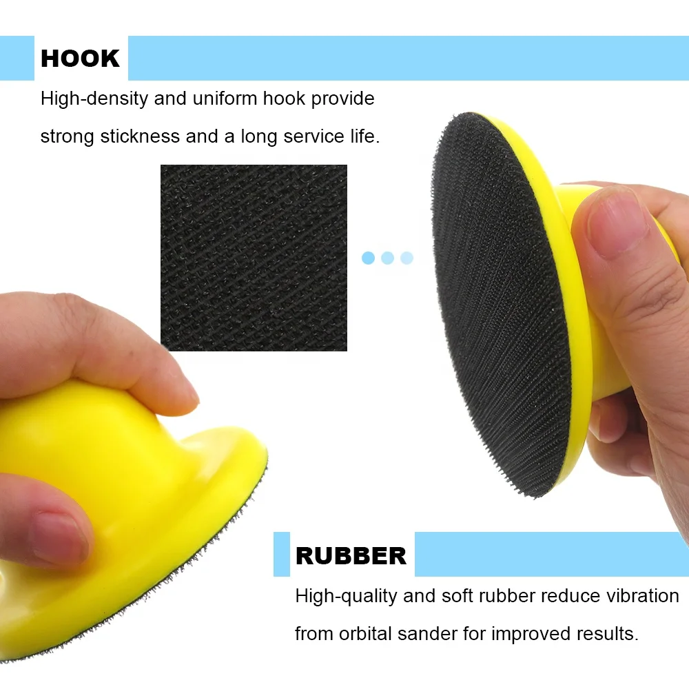 4 Inch Yellow Round Manual Hook and Loop Hand Sanding Pad Sanding Block Hand 98MM Hand Sanding Block For Wood Polishing