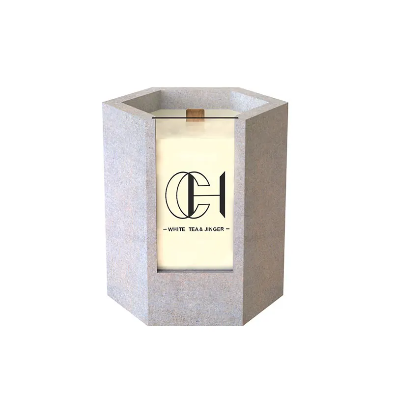 C&H Wholesale Luxury Candle Jars Wood Lid Ceramic Jar Screw Top Glass Louver Vessels Christmas Holder Home Use Customizable Logo