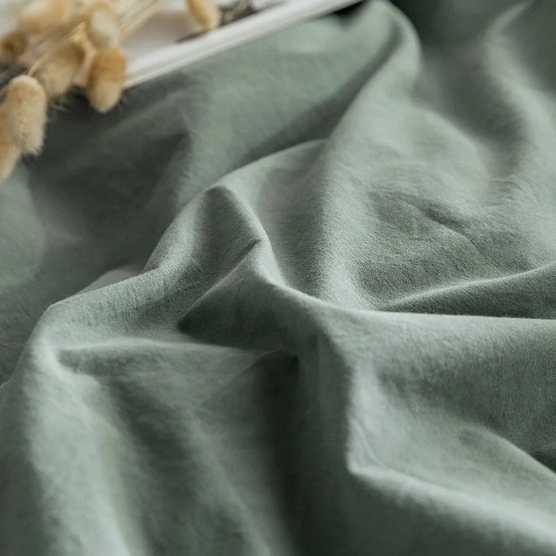 Mint green color 100 percent washed cotton fabric for bed linen set