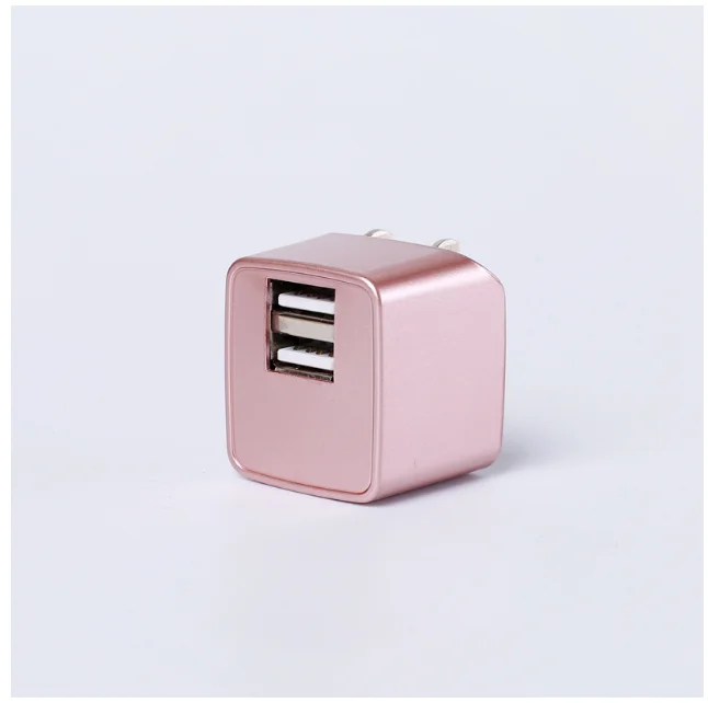 Square US Folding Plug dual  USB Port Mini Cube Size USB Phone Travel Wall Charger 5V 1A 2A /2.4A/2.1A