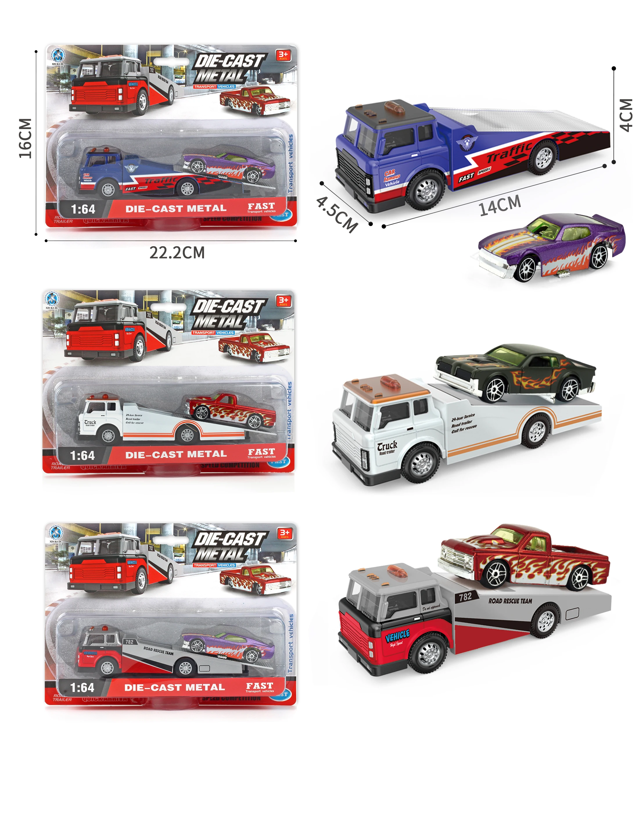 Diecast Alloy Truck Toy Car Model Removable Engineering Transport Container Lorry Vehicle With Light Pull Back Toy For Boys