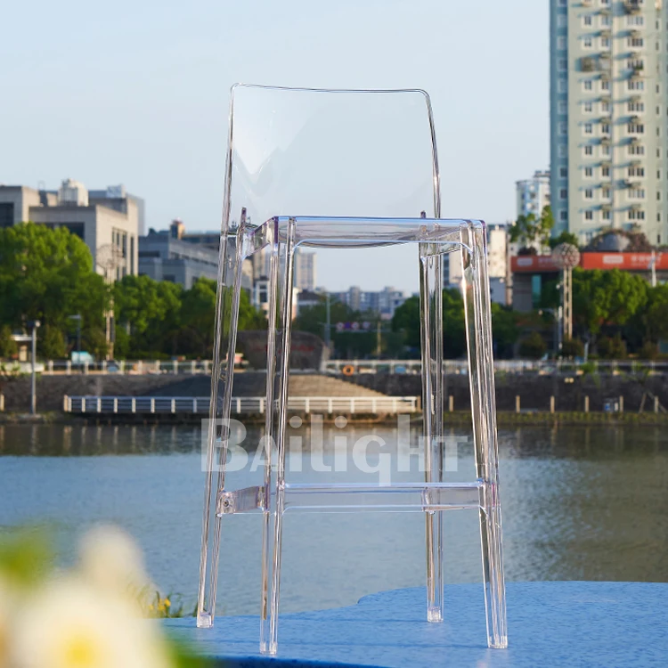 Best Selling plastic PC clear crystal stackable club chair vintage bar stool