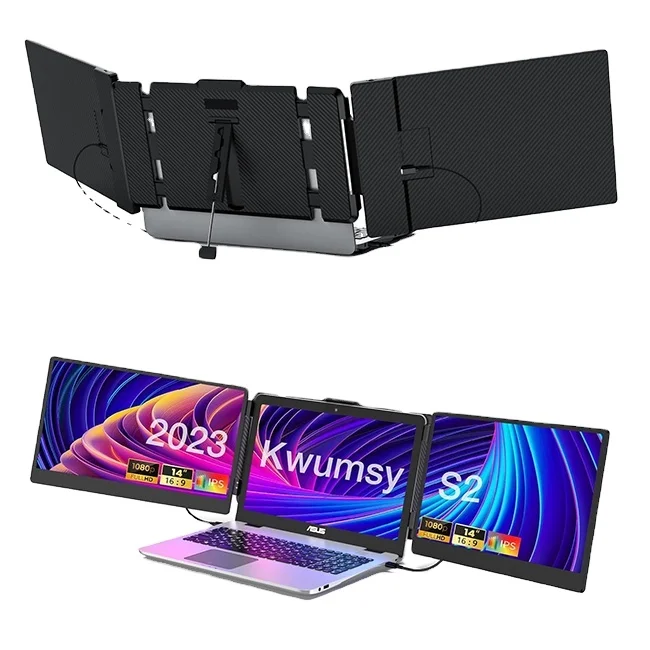 Dual portable monitor flexible rotation 360° IPS panel portable monitor 14 inch Screen Laptop Extender for Laptop