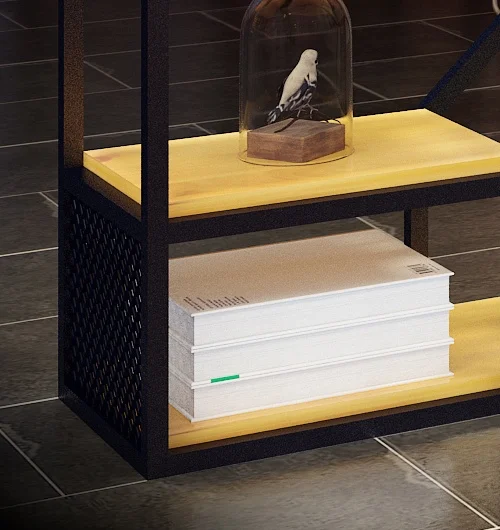 HQSLP New Design high quality modern metal bookshelf wooden bookcase for office home