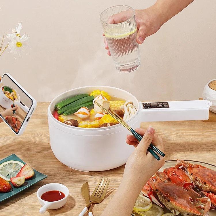 Wholesale 2022 Hot Sale White Mini Smart Cooker Hot Pot Electric Cooking Pot with Steamer Rack