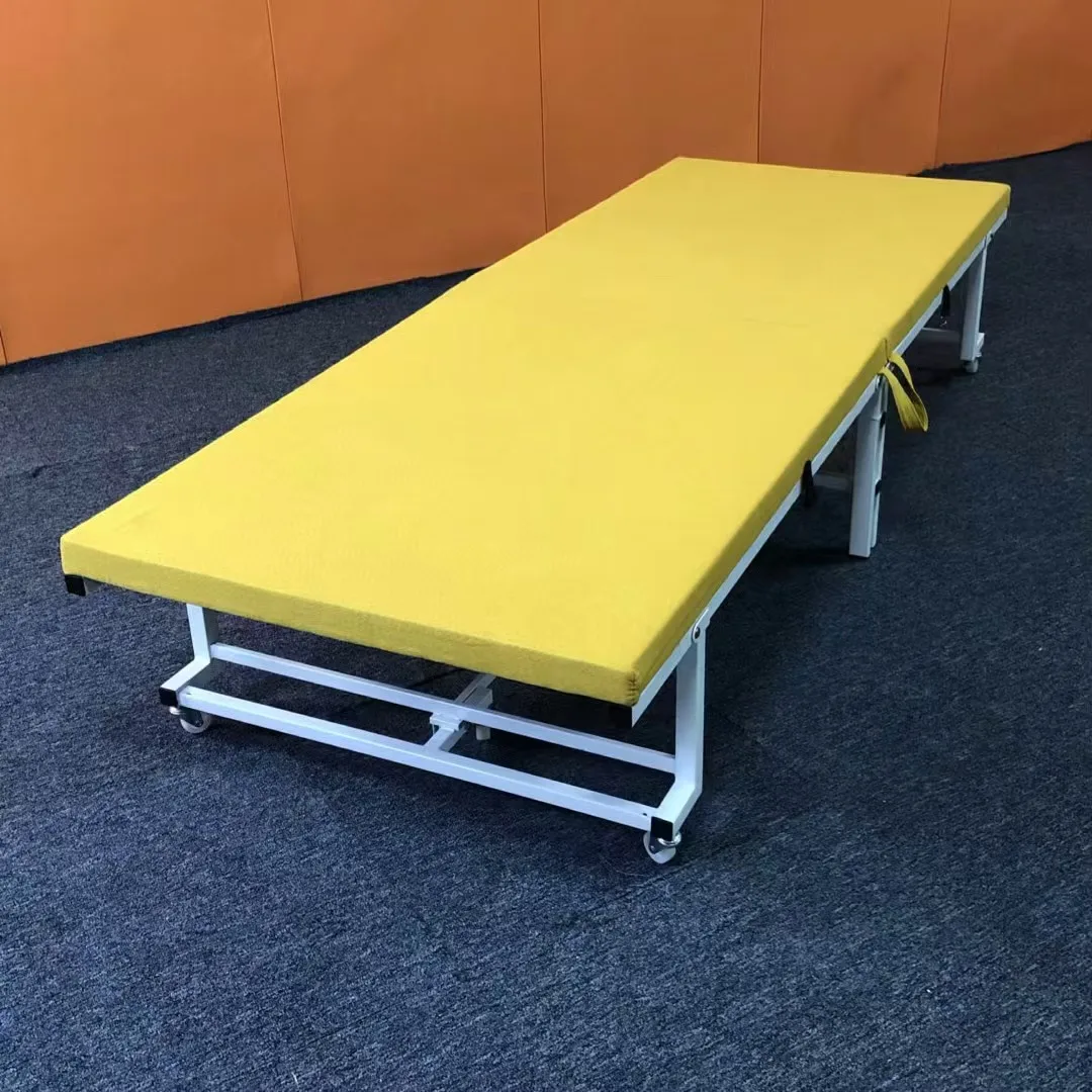 Apartment bedroom furniture  portable foldable metal frame sponge mattress bed modern design for home dormitory bedroom sleep