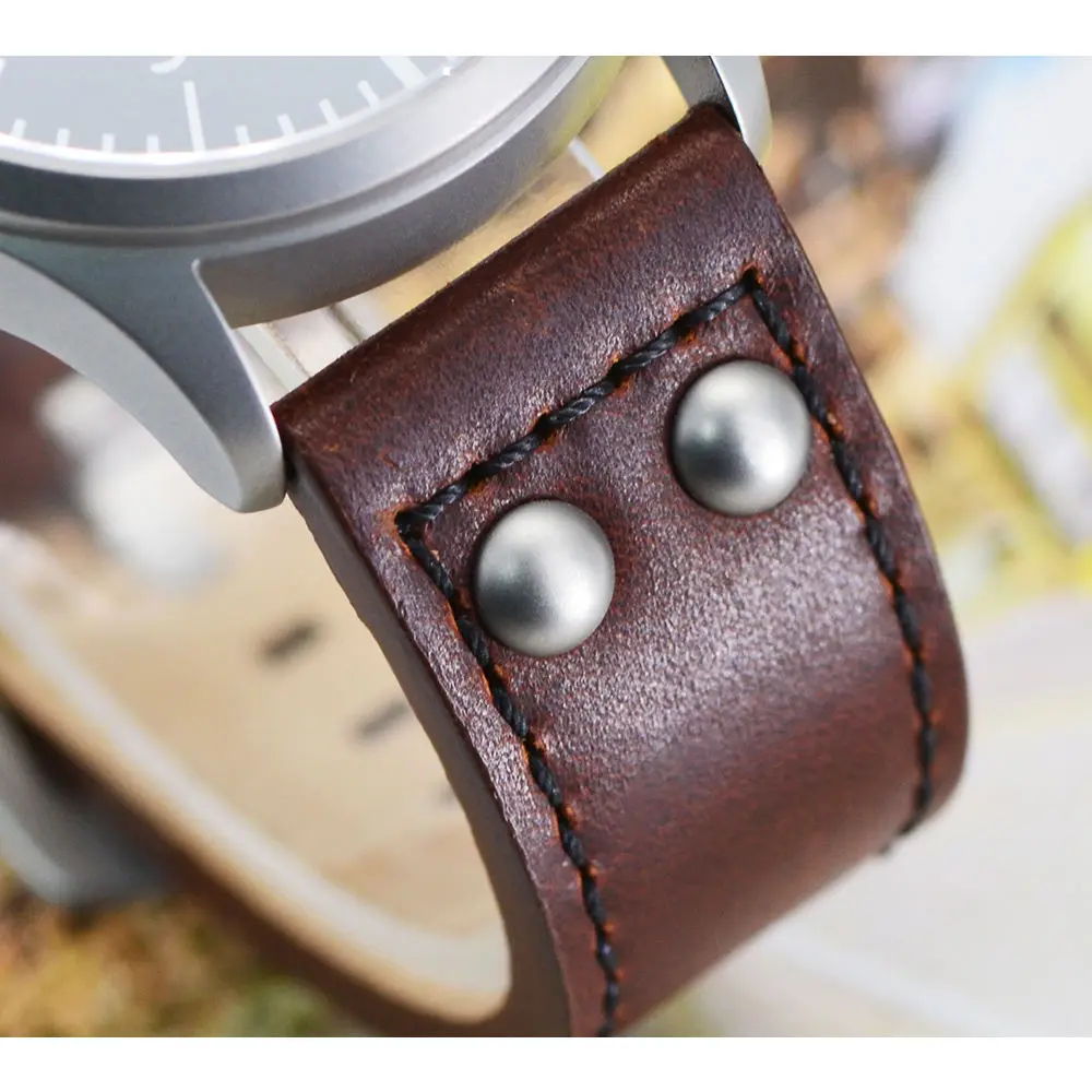 Mexda Relojes Sapphire Crystal Pilot Watches for Men Luminous 10atm Waterproof Date Display Brown Leather Strap Mens Watch