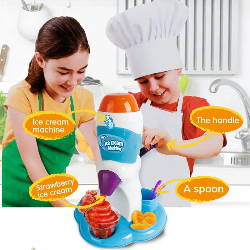 Age 3+ baby girl DIY Cooking Game Pretend Play Plastic Manually Stir Kids Ice Cream Maker Toy