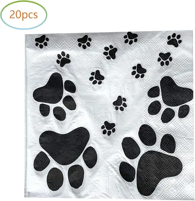 40 Pieces Dog Paw Print Birthday Party Supplies20 plates and 20 napkins Birthday party decorations for Kids Baby Showercustomize