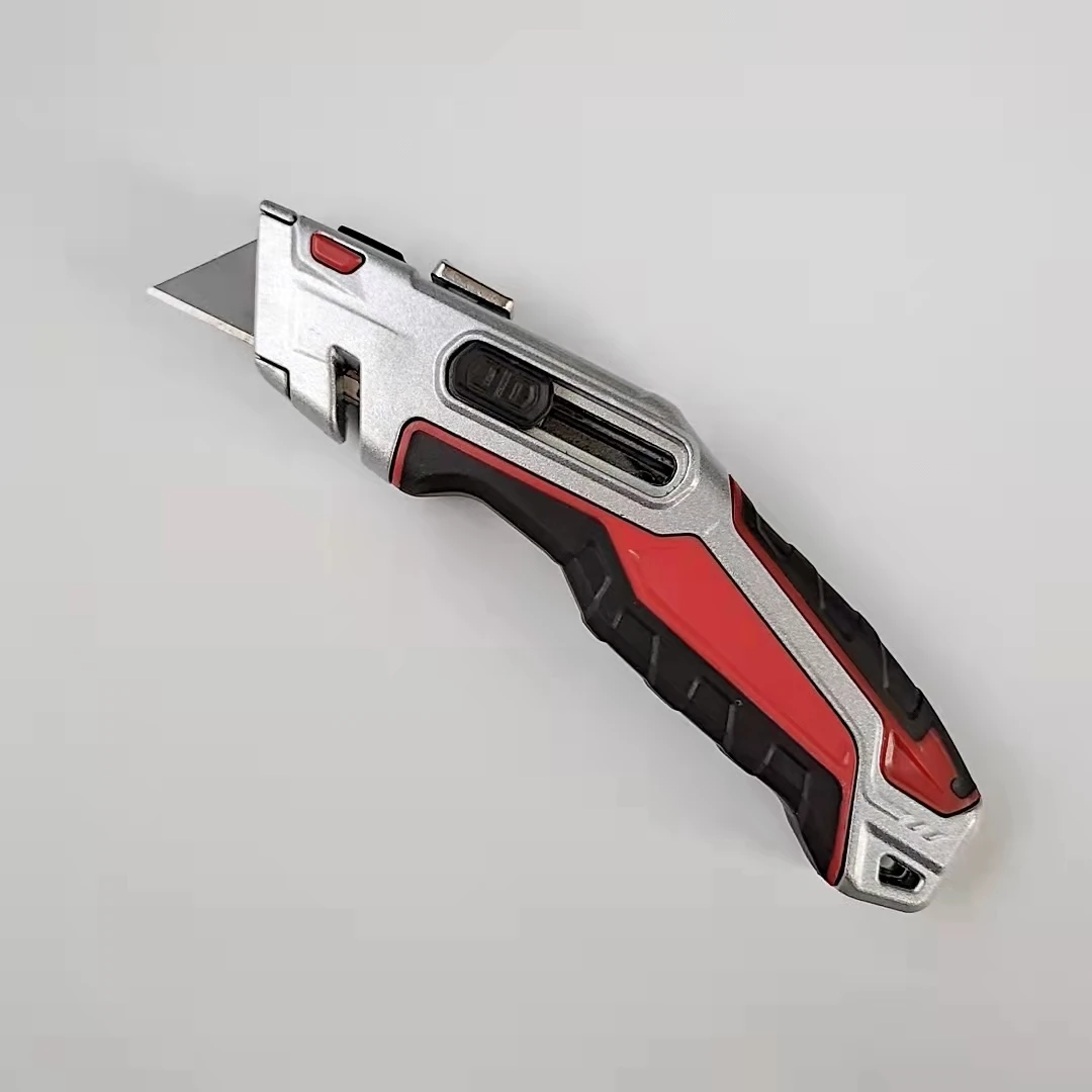 Yuyao Kebo manufacturer retractable safety knife rubber handle metal Aluminum utility knife cutter