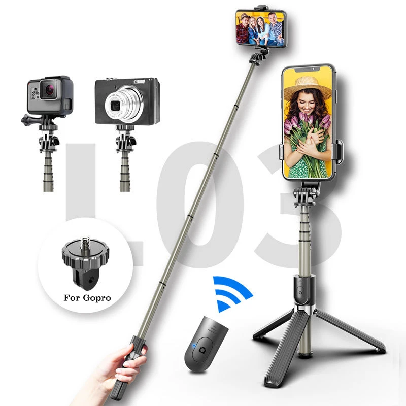 Amazon Hot Sale L03 Phone Selfie Stick With Tripod With Wireless Remote Cell Phone Selfie Stick Portable Selfy Sticks