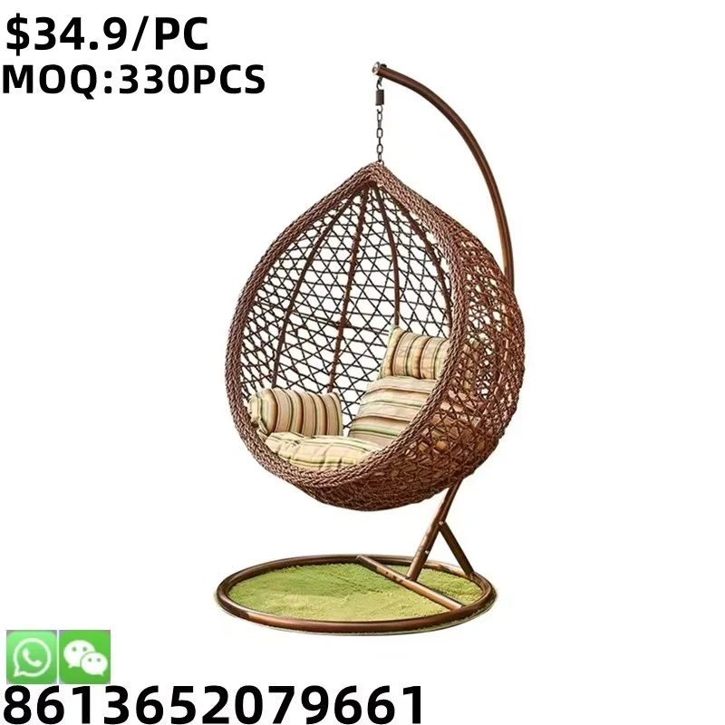 TSF Outdoor Garden Hanging Egg Shaped Wicker Rattan Egg Swing Chair With Metal Stand