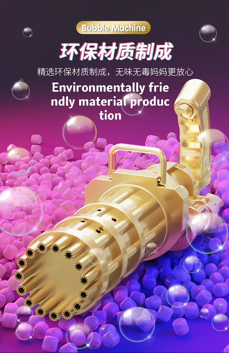 Amazon hot-selling automatic 15-hole bubble machine newly upgraded large 15-hole Gatling bubble gun