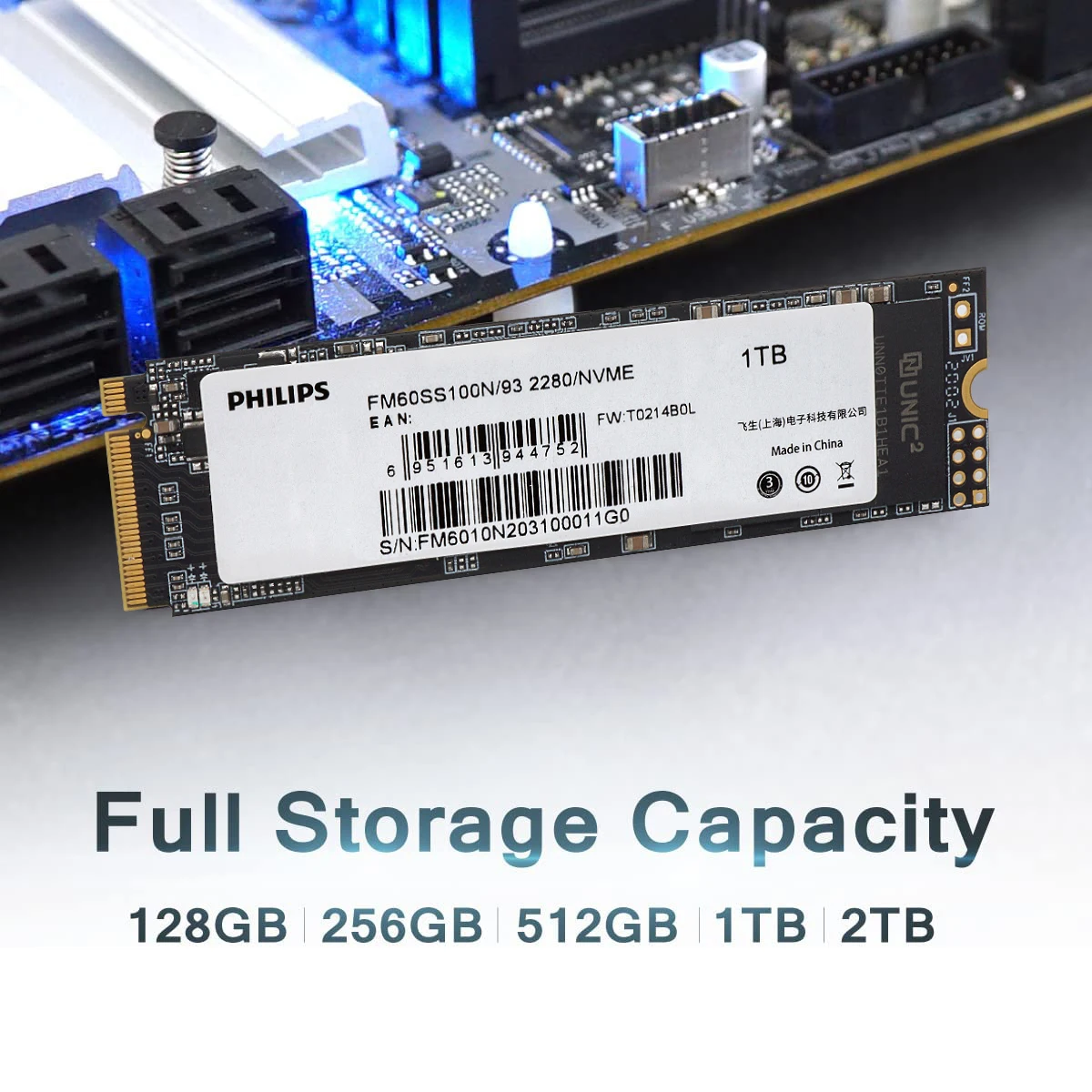 Ssd-накопитель Philips m.2 nvme для ноутбука 128 ГБ 256 512 1 ТБ 2 m2 2280 pcie 4 0 ssd