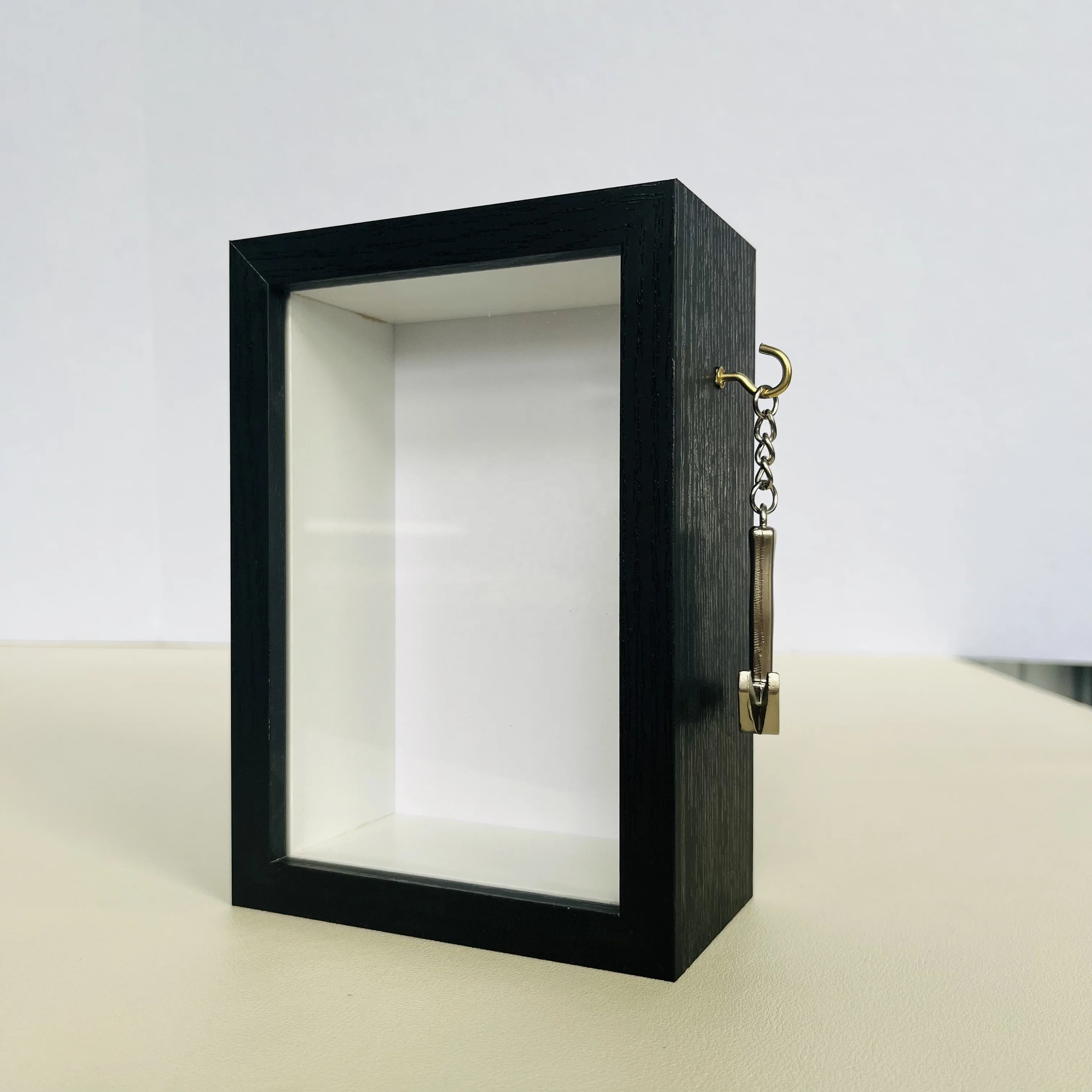 in case of emergency break the glass 6 inch shadow box frame white black walnut wood  inner depth 3cm deep shadow box frame