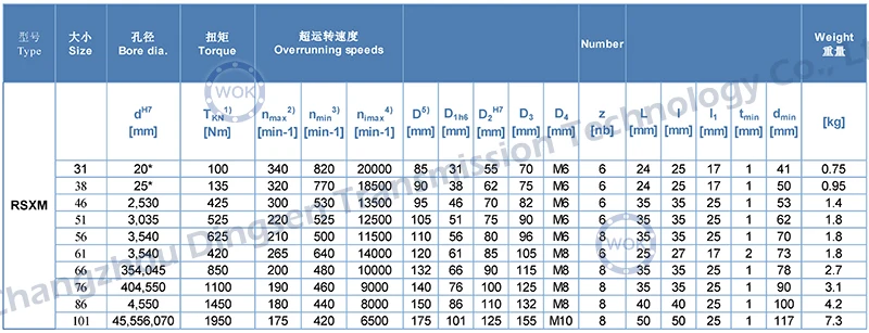 RSXM series  Good Backstop Overrunning Clutch One Way Clutch Bearings For belt conveyor