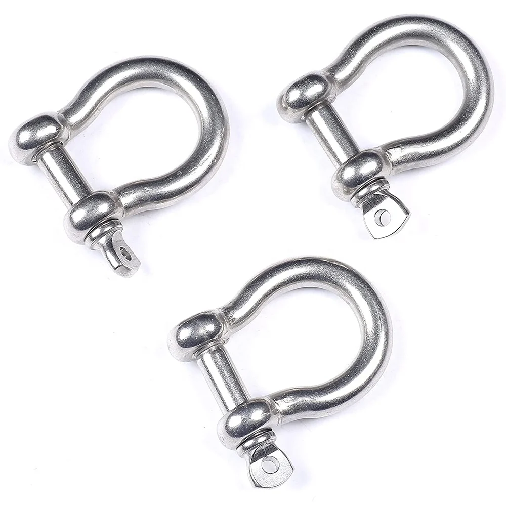 Stainless Steel Shackle European JIS Type Screw Pin Bow Shackle Heavy Duty SS304 SS316 Anchor Shackle