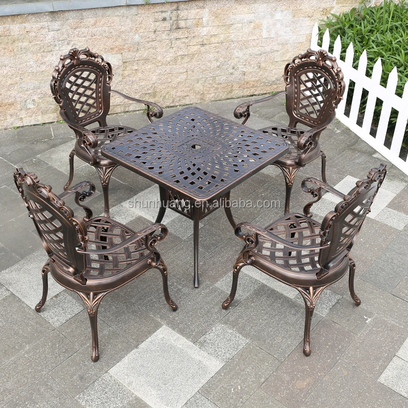 Nice outdoor patio cast aluminum furniture dining room BBQ dining table and chair set