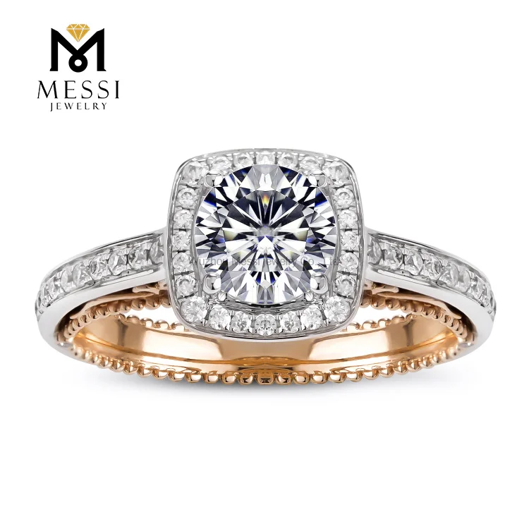 Обручальное кольцо из белого золота с муассанитом, 18 к