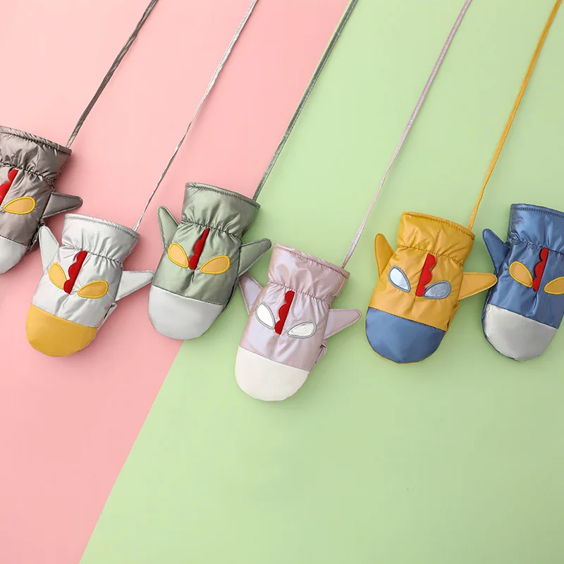 Cute kids mittens cycling outdoor gloves baby boy animal pattern thermal winter mittens