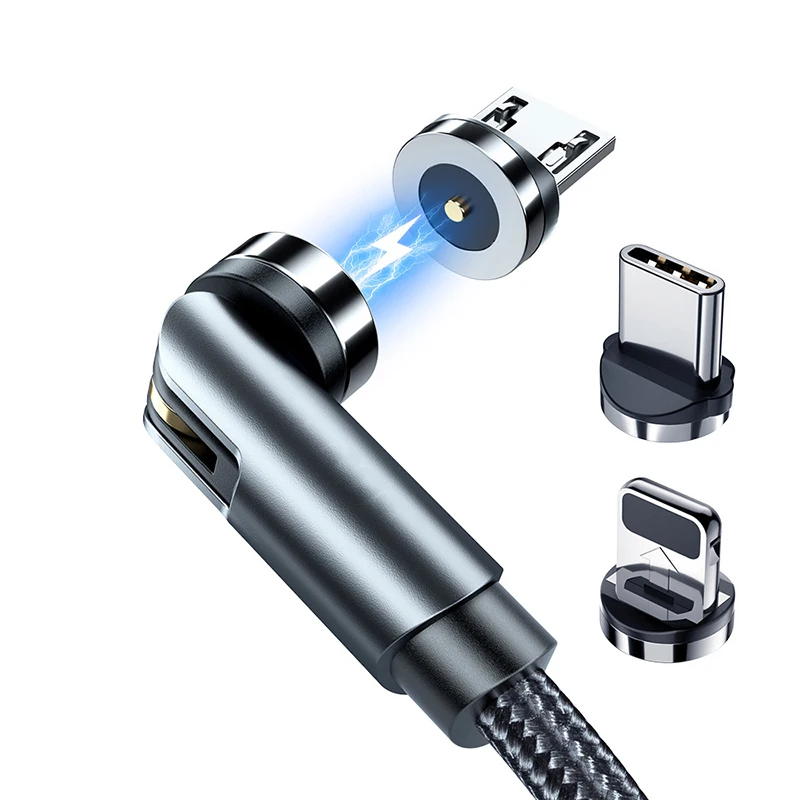 Магнитный зарядный кабель для телефона на 360 градусов, мульти usb Micro/IOS/Type C, светодиодный магнитный кабель для быстрой зарядки и передачи данных
