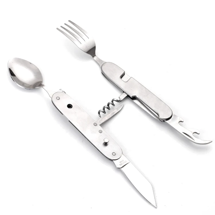 
High Quality Multifunctional Portable Outdoor Stainless Steel Fork Knife Set 