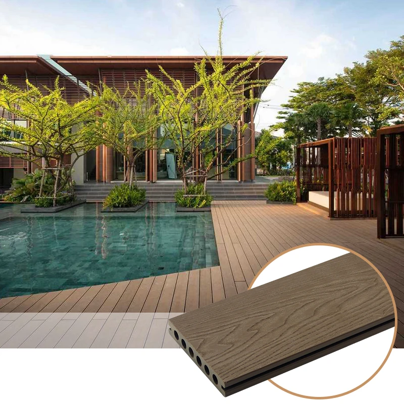 Cheap WPC 3D embossed Wooden Design HDPE wood plastic composite Waterproof Outdoor Decking for swim pool or on boat decking