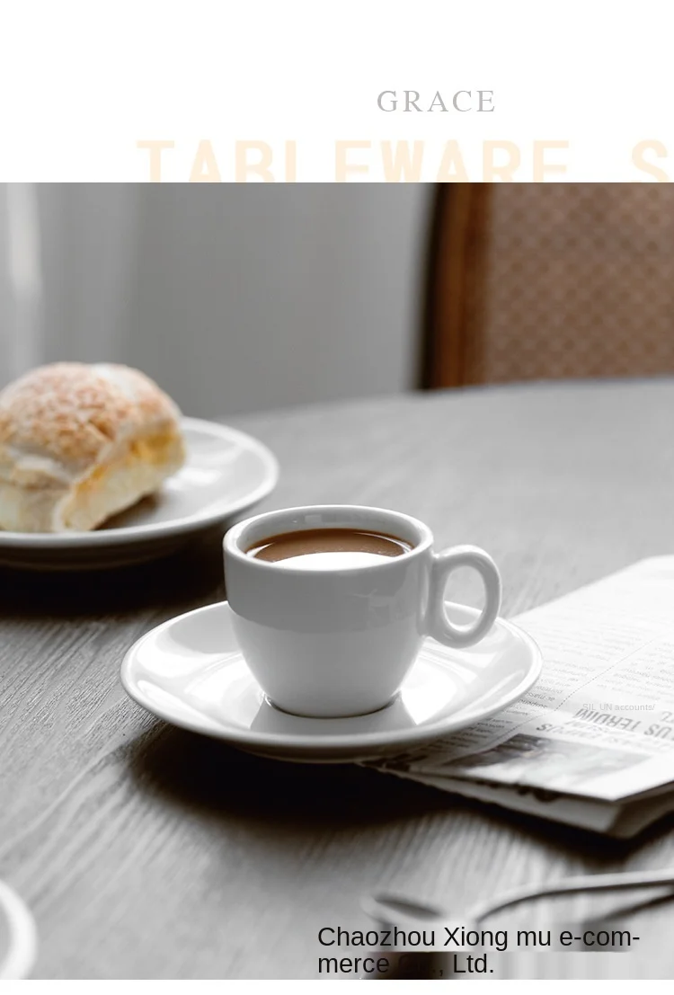 
100ml Coffee Cup European Style White Ceramic With Saucer High Temperature Resistant Italian Black Coffee Cup 