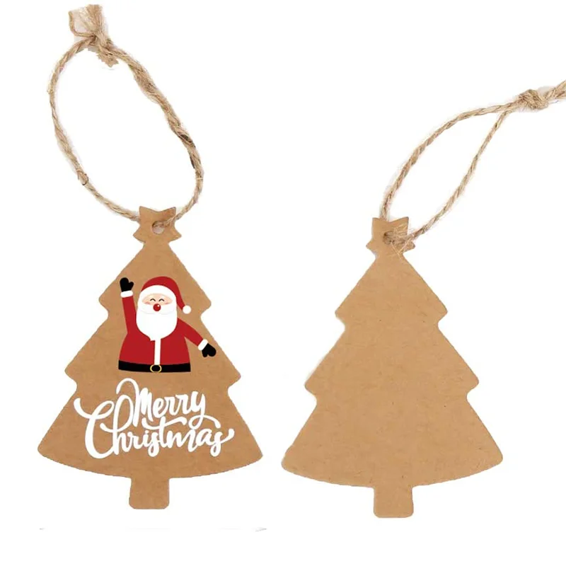 Christmas Kraft Paper Gift Tags Xmas Tree Present Hang Labels  for DIY Art Crafts