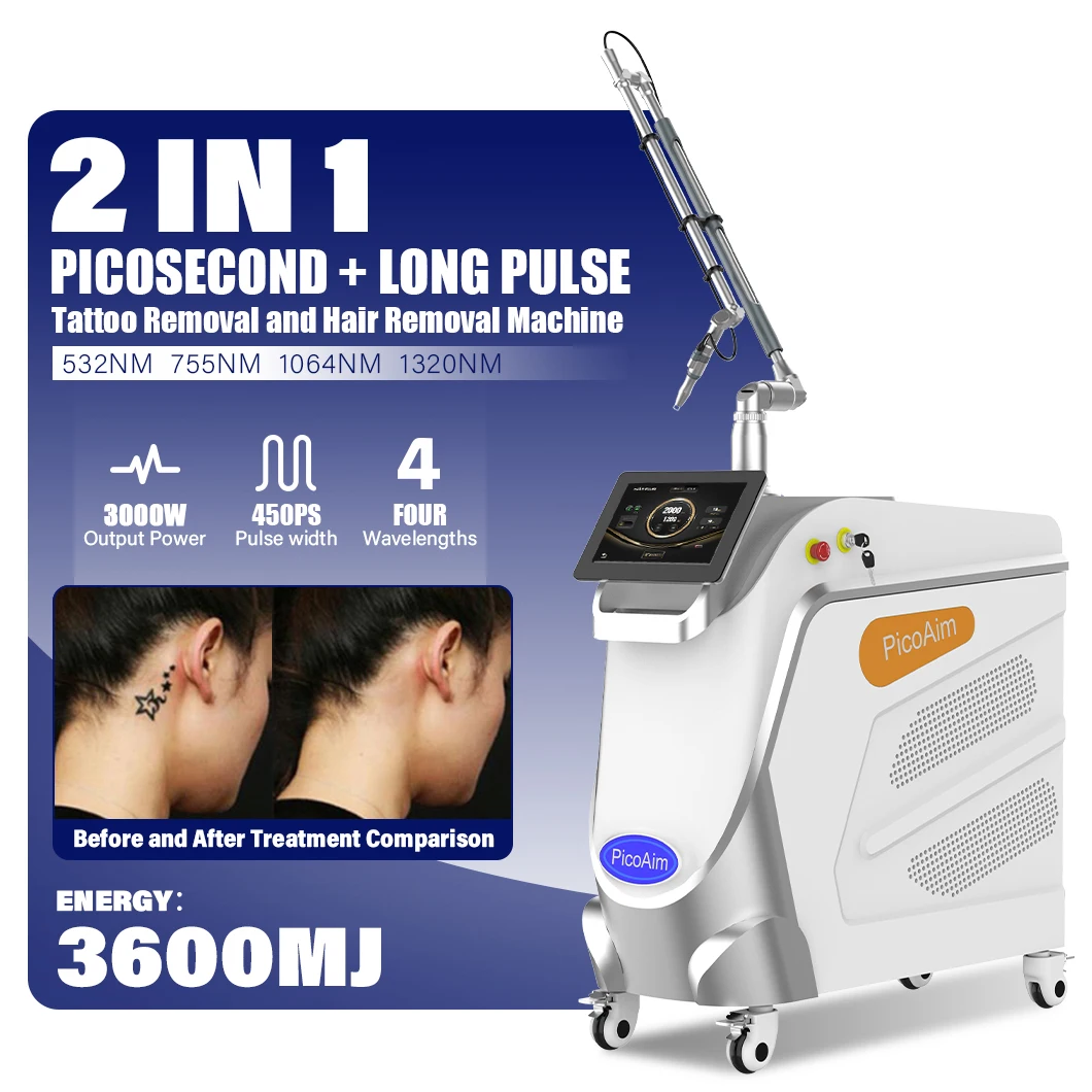 755 1064 1320 532 professional q switched pico second picosecond nd yag laser tattoo removal machine