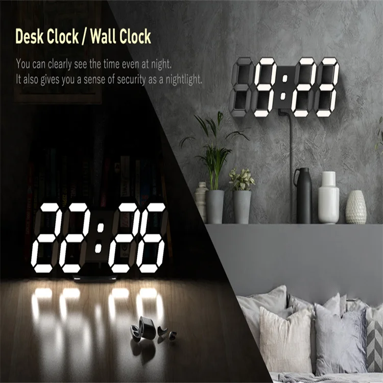 Amazon Electronic Hot Sale   3d Led Wall  Digital Clock Plastic with 3 Brightness  Adjustable