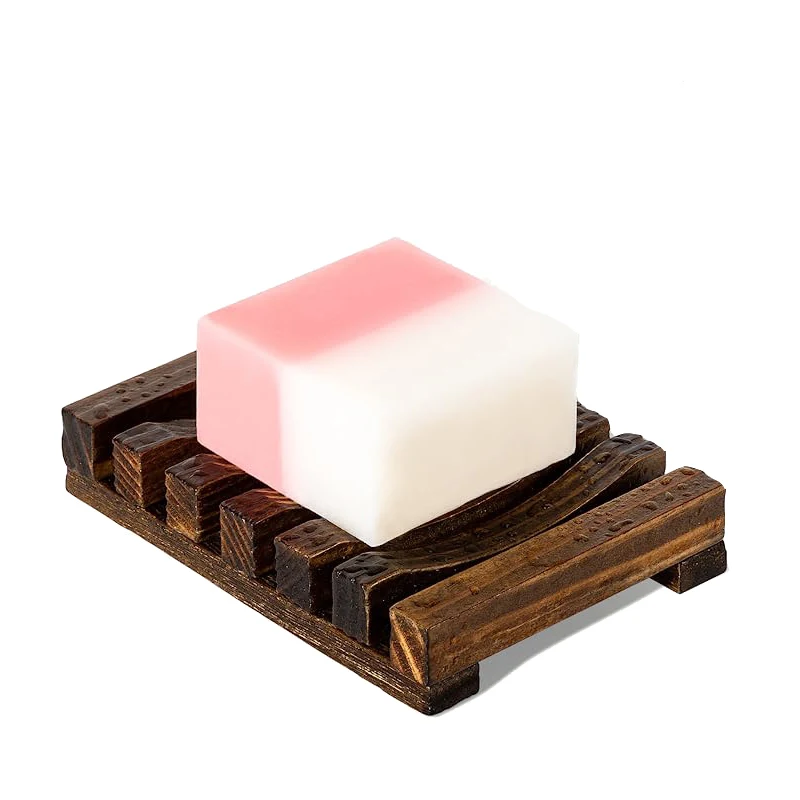 Natural Wood Bathroom Shower Soap Holder Dish Rack Storage Support Plate