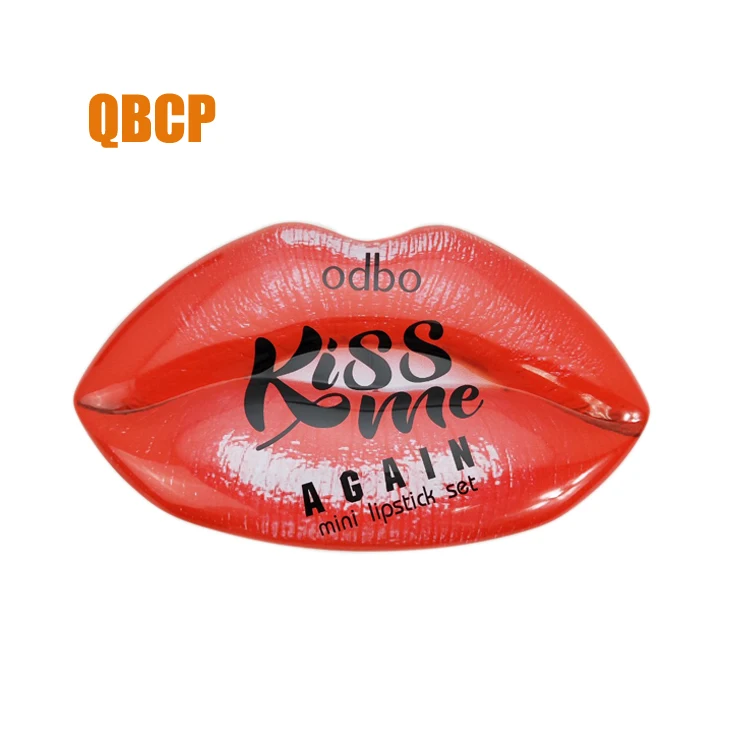 customized cosmetic lip shape tin box