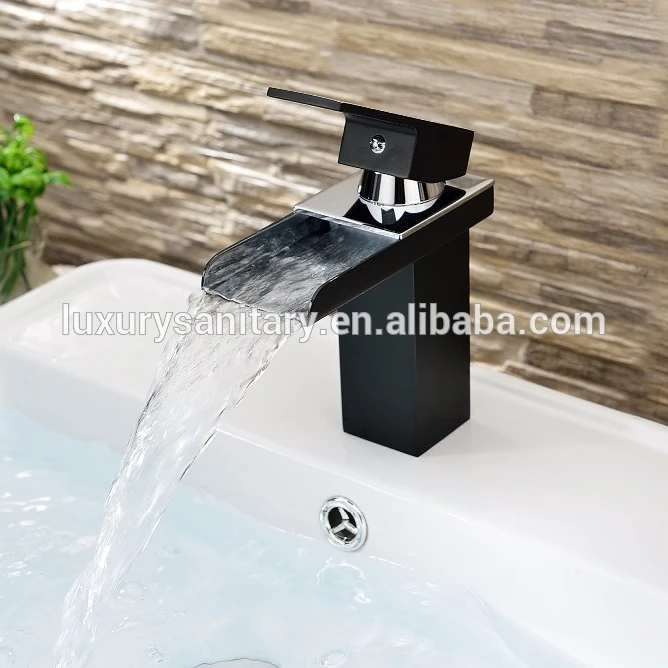 hot and cold water brass oil rubbed bronze black color waterfall basin faucet tap mixer