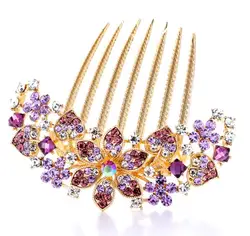 New Fashion flower hair combs Alloy rhinestones hair comb Hair accessories wholesale FS002c